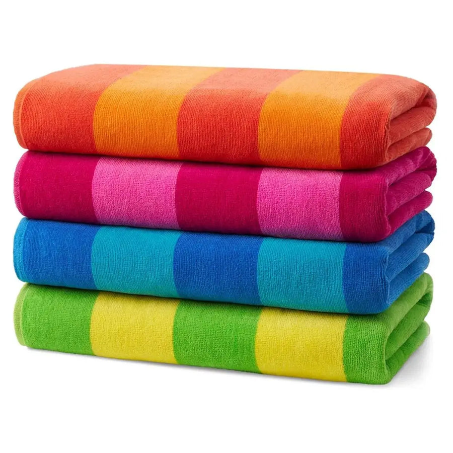 Custom 100% Cotton Striped Beach Towel for Travel, Yoga, Bath, Pool, and Resort Use
