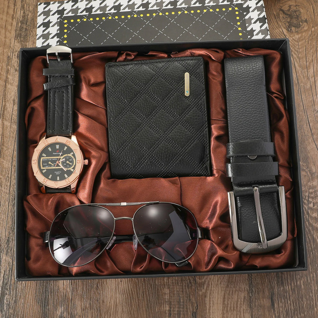 Custom 7-Piece Gift Sets 2 MOQ | Quartz Watch Belt Wallet Tie Perfume