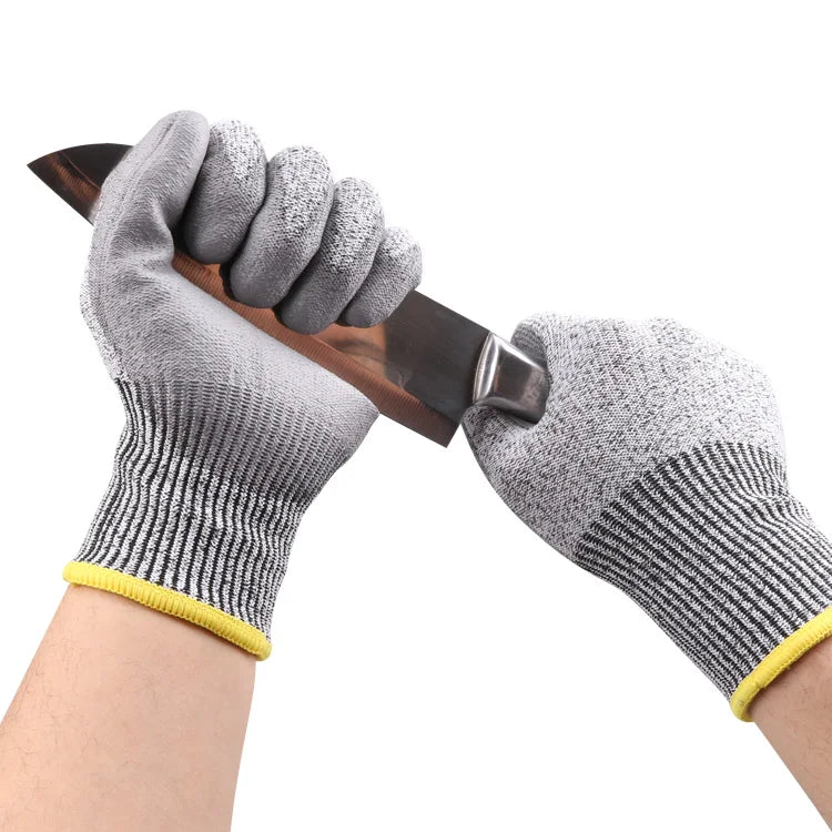 EN388 Cut Level 5 HPPE Anti-Cut Work Gloves – PU Coated Safety Gloves with Custom Logo