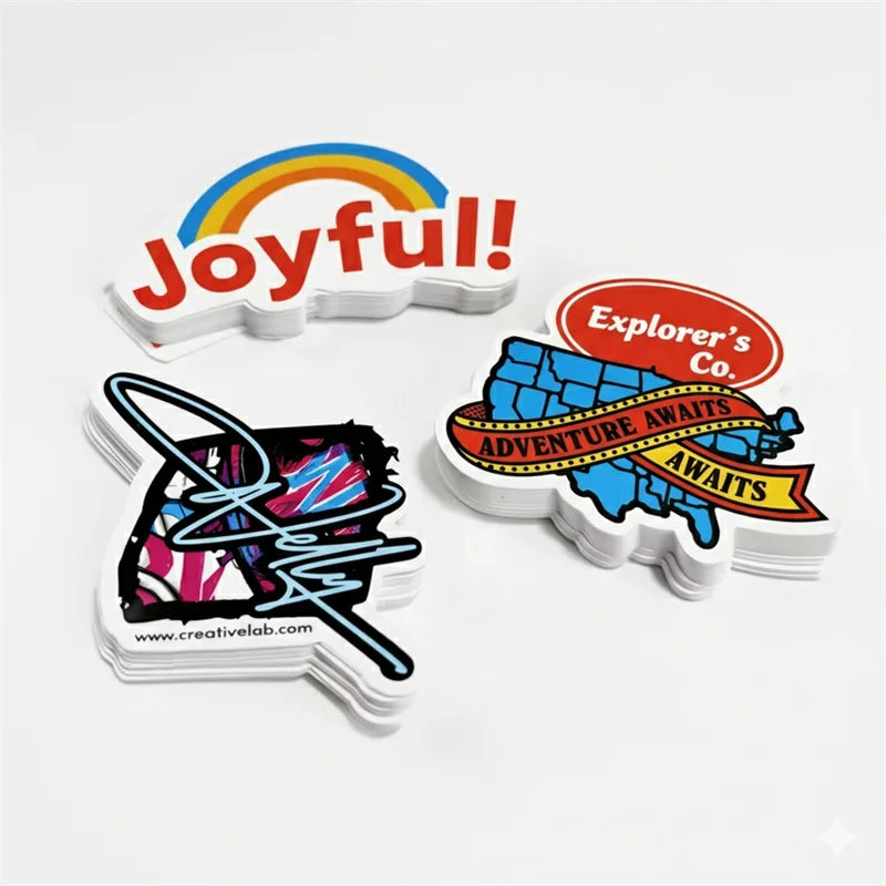 Custom Waterproof Vinyl Stickers 100pcs MOQ | Die-Cut, Digital/UV Print, Gloss/Matte Finish