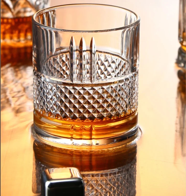 Custom Carved Diamond Whiskey Glasses | 300ml | OEM Service