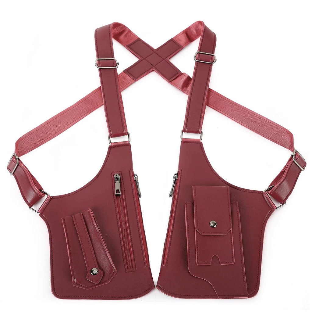 Vintage PU Chest Sling Bag | Embossed Logo Anti-Theft