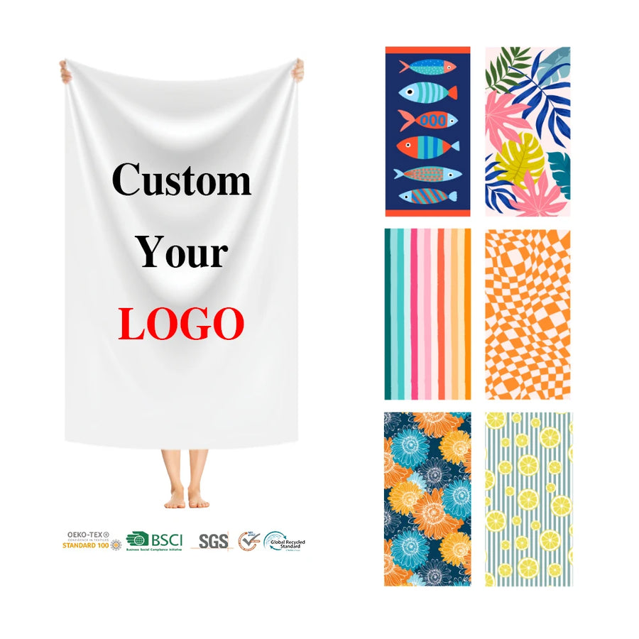 Custom Microfiber Beach Towels | 50 Pcs MOQ, Sand Free | OEKO-TEX