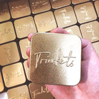 Mini Square Gold Tinplate Metal Box | Embossed Design | Custom Packaging | 100 MOQ