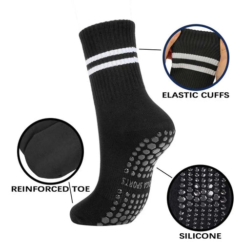 Custom Anti-Slip Grip Socks Women | Yoga Pilates Fitness | 100 MOQ | Rubber Sole | 6 Printing Methods