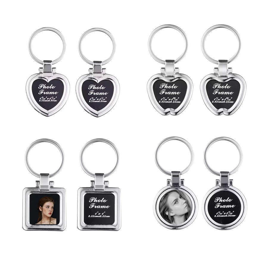 Custom Zinc Alloy Photo Keychain 100pcs MOQ | Silk Screen 7 Colors | Interchangeable Picture Frame