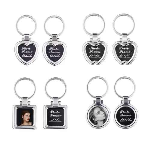 Custom Zinc Alloy Photo Keychain 100pcs MOQ | Silk Screen 7 Colors | Interchangeable Picture Frame