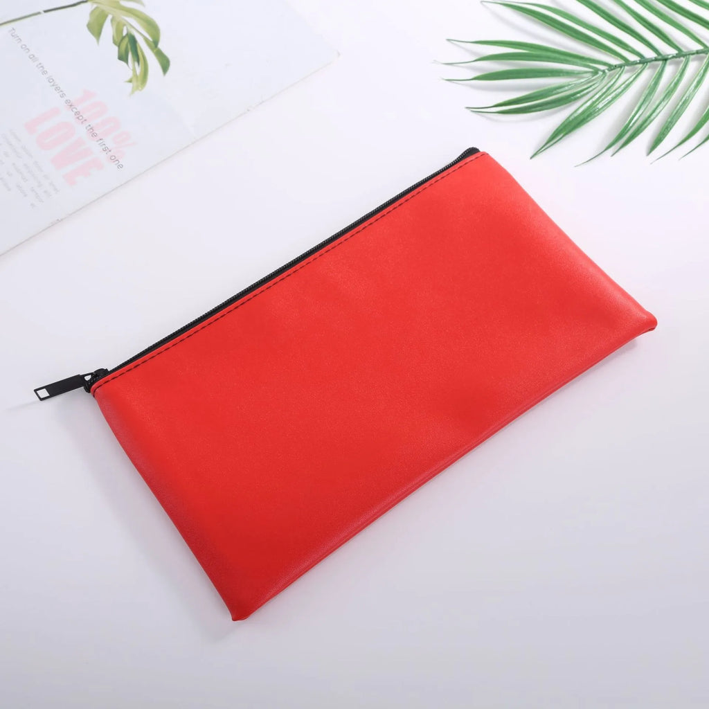 MOQ 100 Pcs Zipper PU Leather Utility Sleeve Wholesale Custom Synthetic Polyurethane Utility Envelope with Slide Fastener