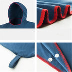 Custom Logo Microfiber Suede Beach Poncho Towel | Quick-Dry Hooded Robe | Low MOQ 200 Units