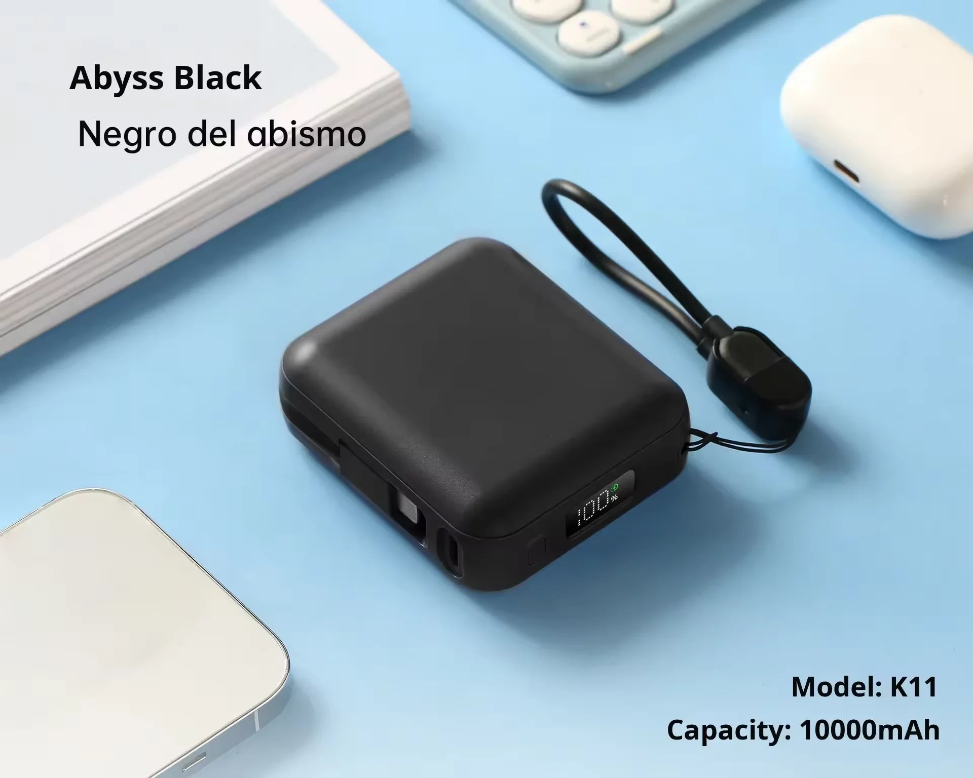 Custom Logo Mini Power Bank with Strap and Display Screen