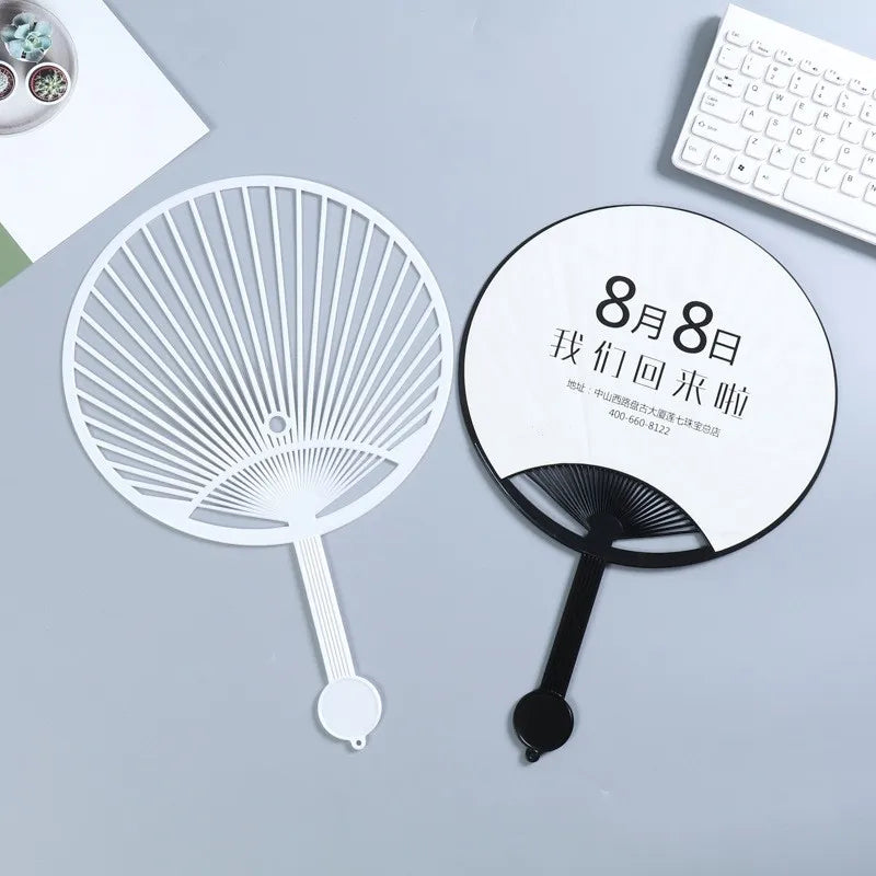 Custom PP Plastic Hand Fans 100 MOQ | Double Side Printing Promotional Gifts