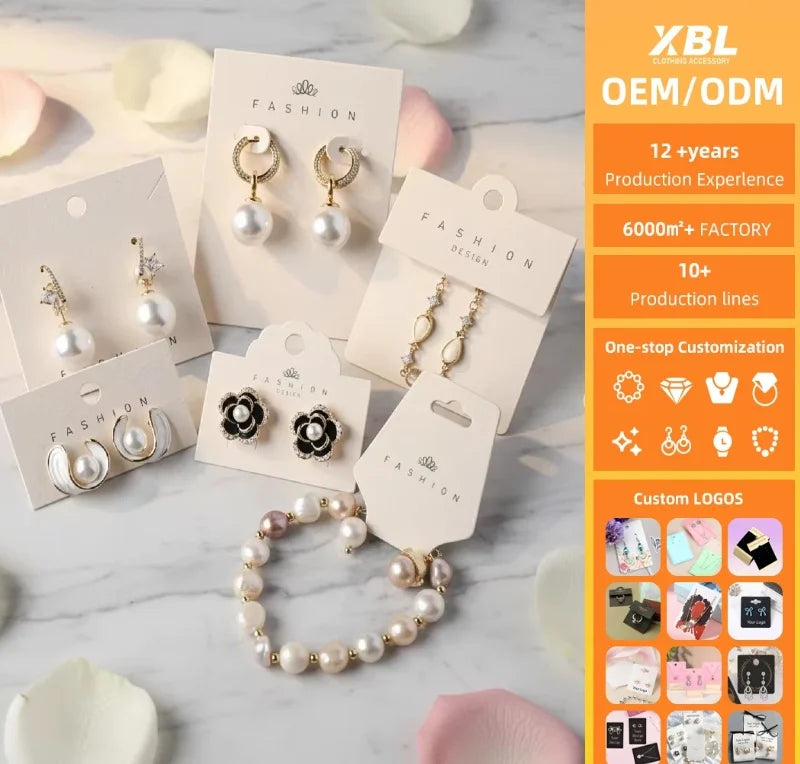 Custom Earring Cards with Logo — CMYK Offset & Embossed Printing for Jewelry Display