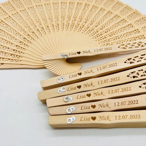 Custom Bamboo Wedding Hand Fans | Eco-Friendly Souvenir | Bulk Wedding Favors