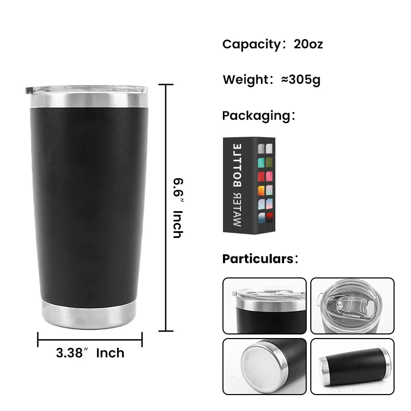 20oz Vacuum Insulated Stainless Steel Tumbler with Lid for Coffee, Iced Drinks and Everyday Travel