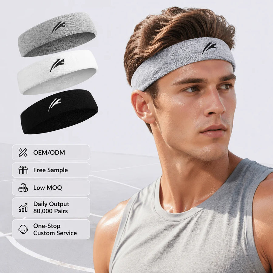 Cotton Terry Sports Headbands with Custom Logo | Moisture Wicking for Basketball & Football