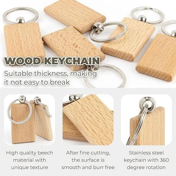 Custom Solid Wood Keychains | Laser Engraved Logo | 1,000-Piece MOQ | Promotional & Hospitality
