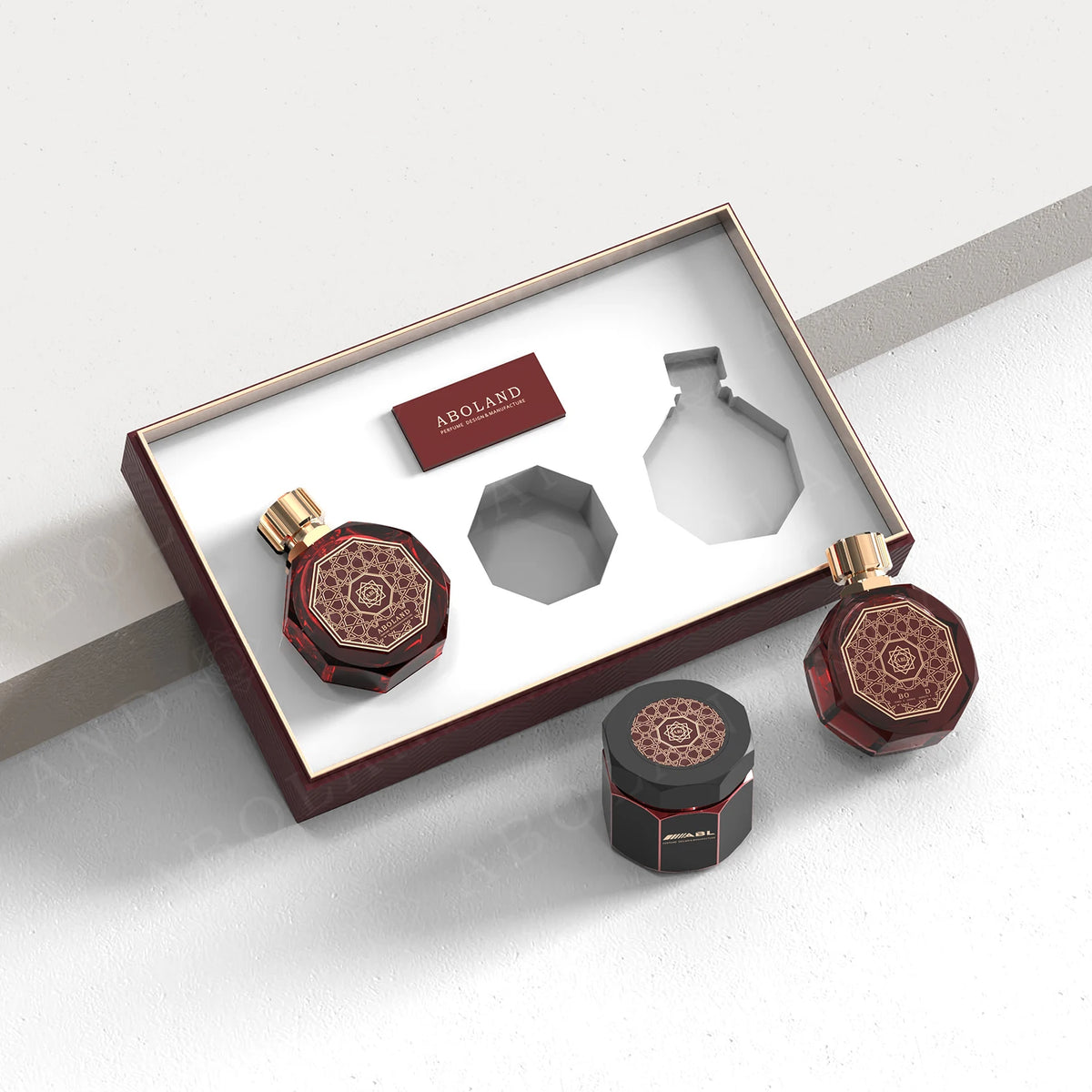 Empty Luxury Perfume Bottle and Bakhoor Jar Set | Custom Box