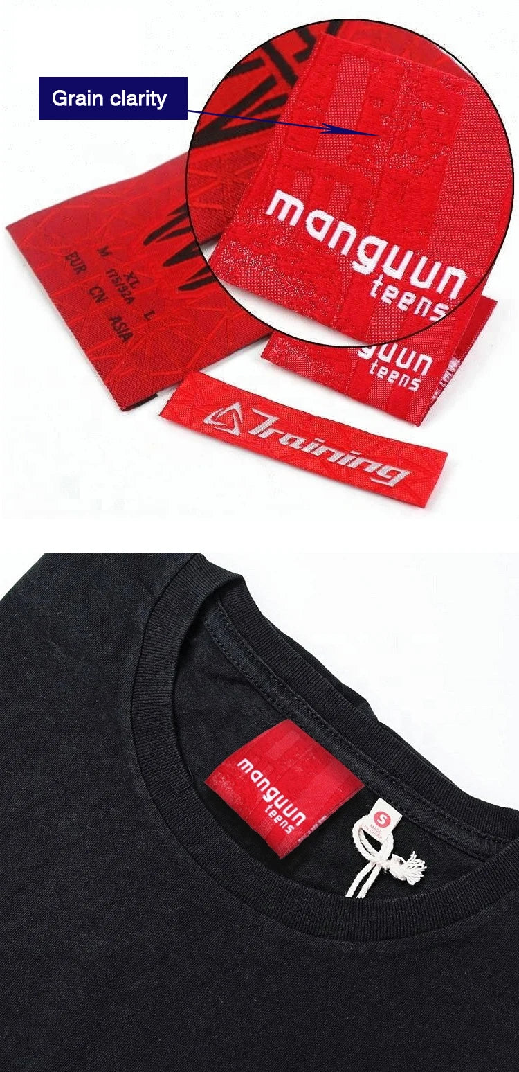 High Density Jacquard Woven Labels | Custom Brand Name & Size Tags | 1,000 MOQ