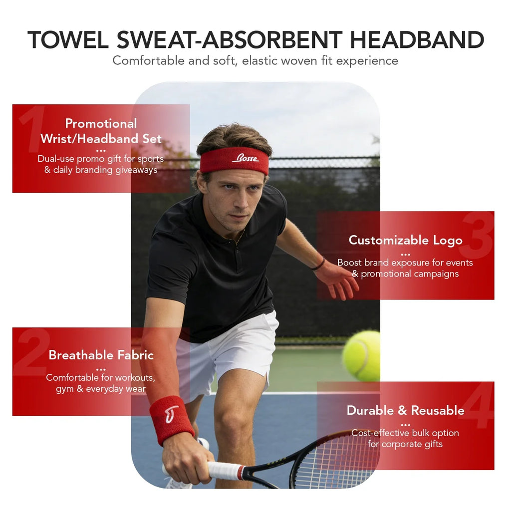 Custom Embroidered Sweatbands with Logo | 101 MOQ | 15-Day Lead