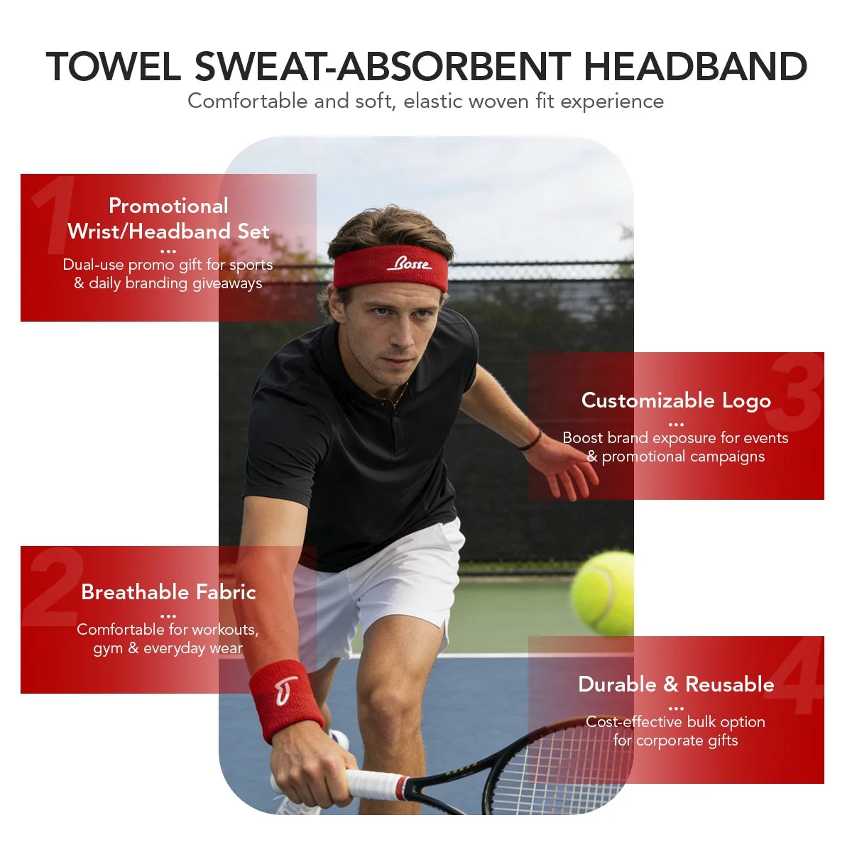 Custom Embroidered Sweatbands with Logo | 101 MOQ | 15-Day Lead