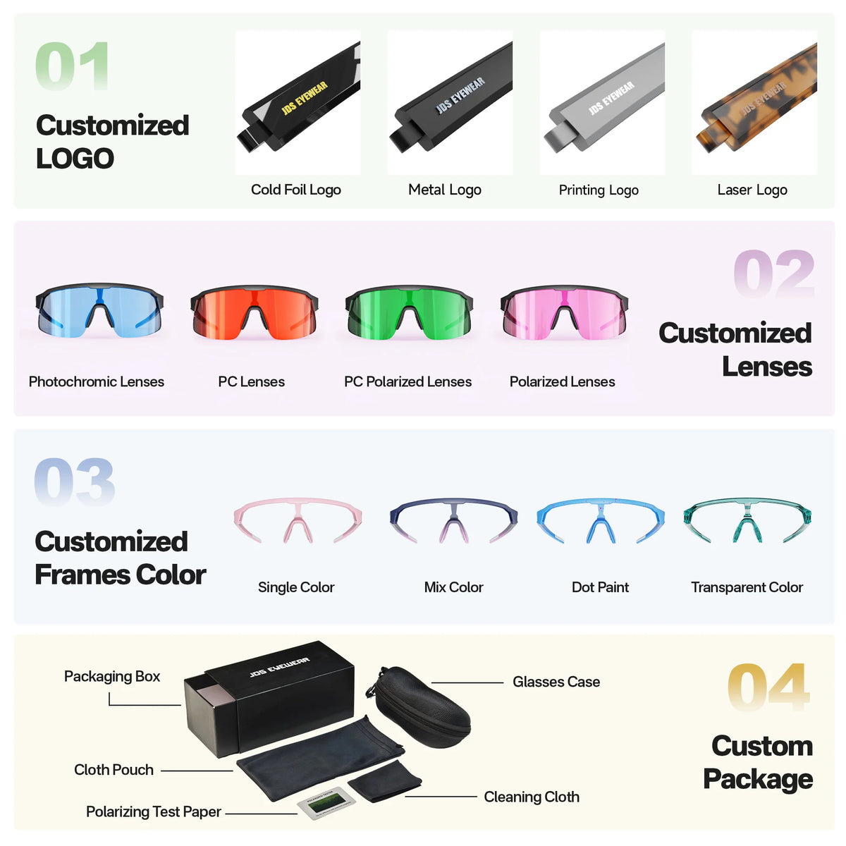 Custom TR90 UV400 Sport Sunglasses with Logo | MOQ 50 pcs