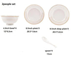24pcs Embossed Gold Porcelain Tableware Set | Luxury Bone China