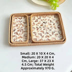 Custom Rattan Trays with Logo – Mother of Pearl Inlay, 5 MOQ