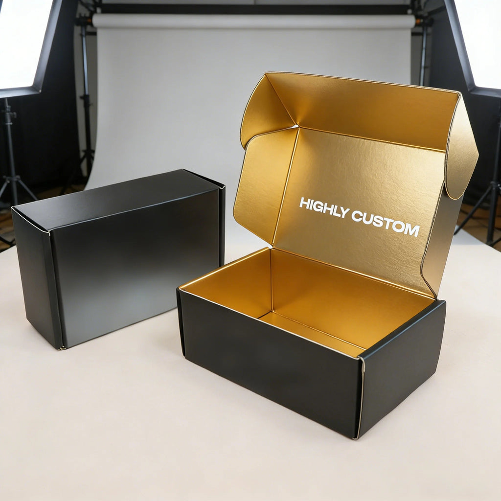 Custom Printing Eco-Friendly Reusable Black Packaging Corrugated Recyclable Shoes Clothes Storage Paper Cardboard Mailer Boxes