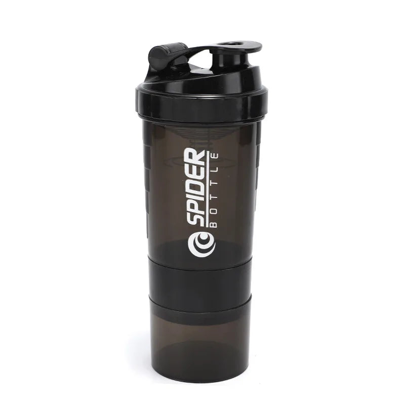 Protein Shaker Bottle with Mixing Ball and Storage Compartments for Gym and Supplements