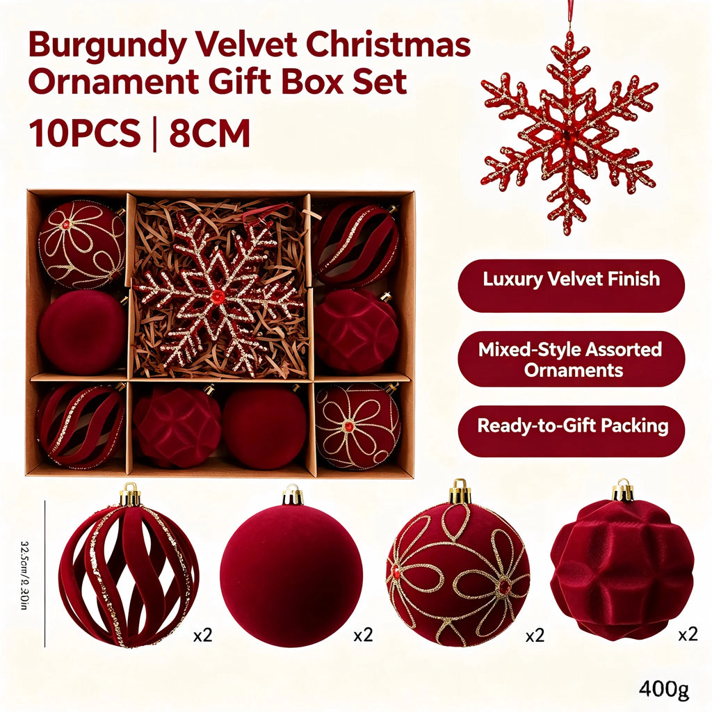 Custom Burgundy Velvet Christmas Ornaments Wholesale | MOQ 10