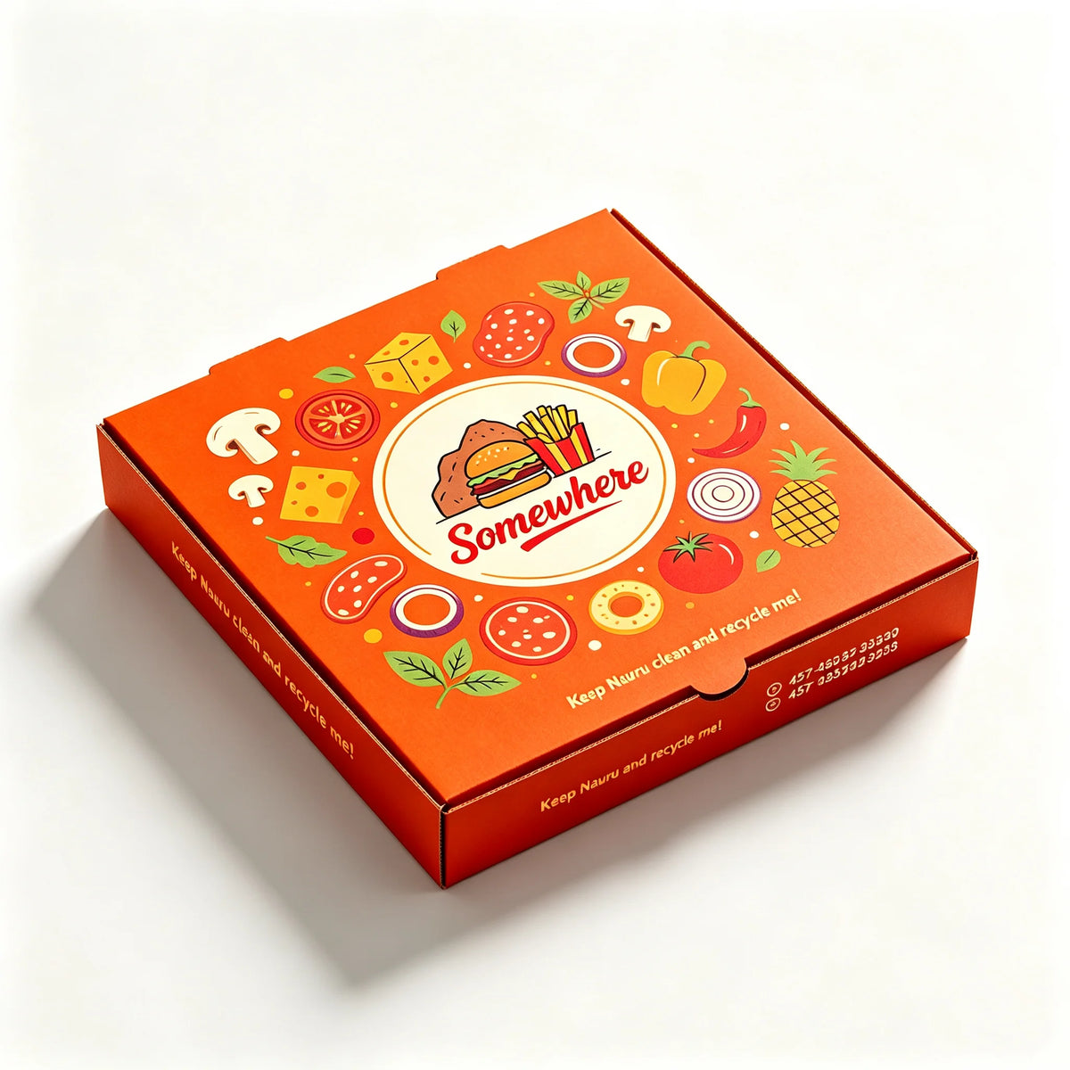Custom Logo 3-Compartment Pizza Boxes | Restaurant Packaging MOQ 500