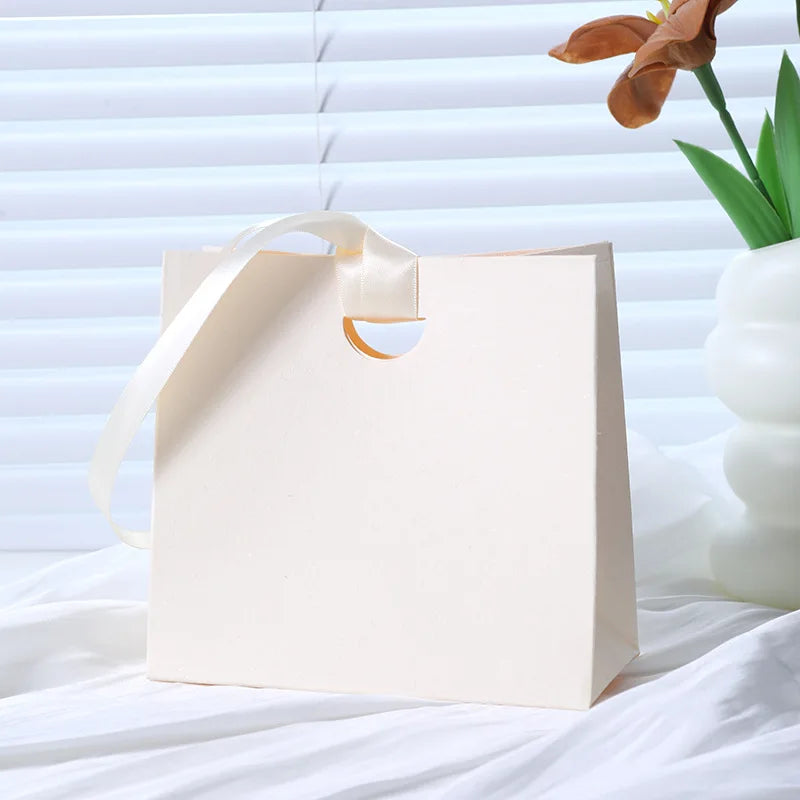 Custom Ribbon Handle Paper Gift Bags | Jewelry Packaging MOQ 100