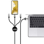 Custom 3-in-1 Braided Charging Cable with LED Logo Disc
