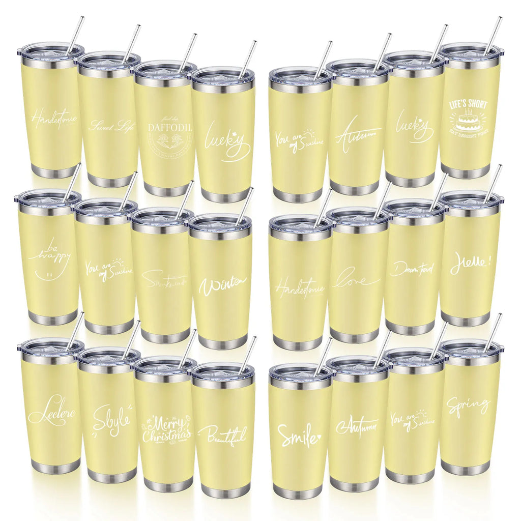 20oz Powder Coated Stainless Steel Tumbler with Lid and Straw Hole for Coffee, Travel and Laser Engraving