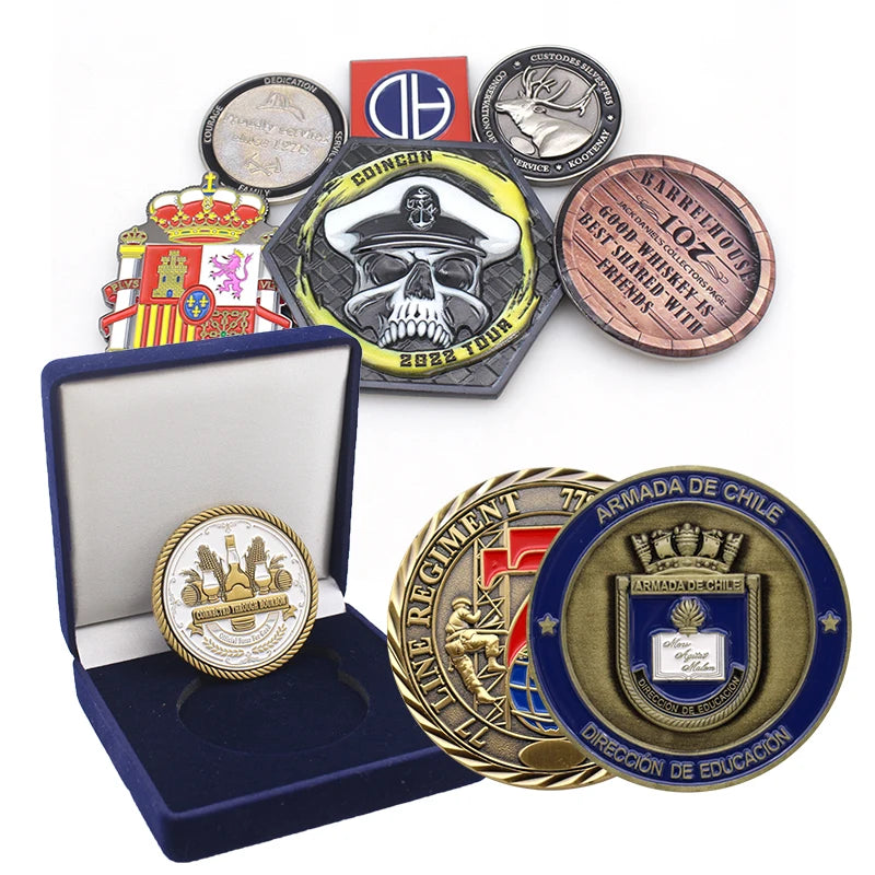 Custom 3D Enamel Challenge Coin 10pcs MOQ | Zinc Alloy, Double-Sided, Gold/Antique Plating for Military