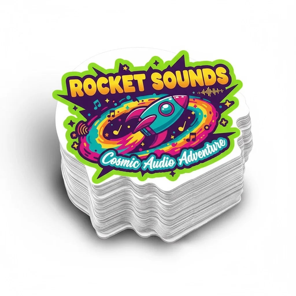Custom Waterproof Vinyl Stickers 100pcs MOQ | Die-Cut, Digital/UV Print, Gloss/Matte Finish
