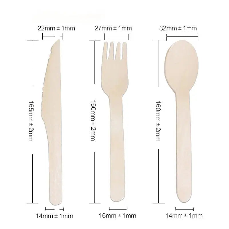 Custom Wooden Cutlery Set | Birch Fork Spoon Knife Napkin