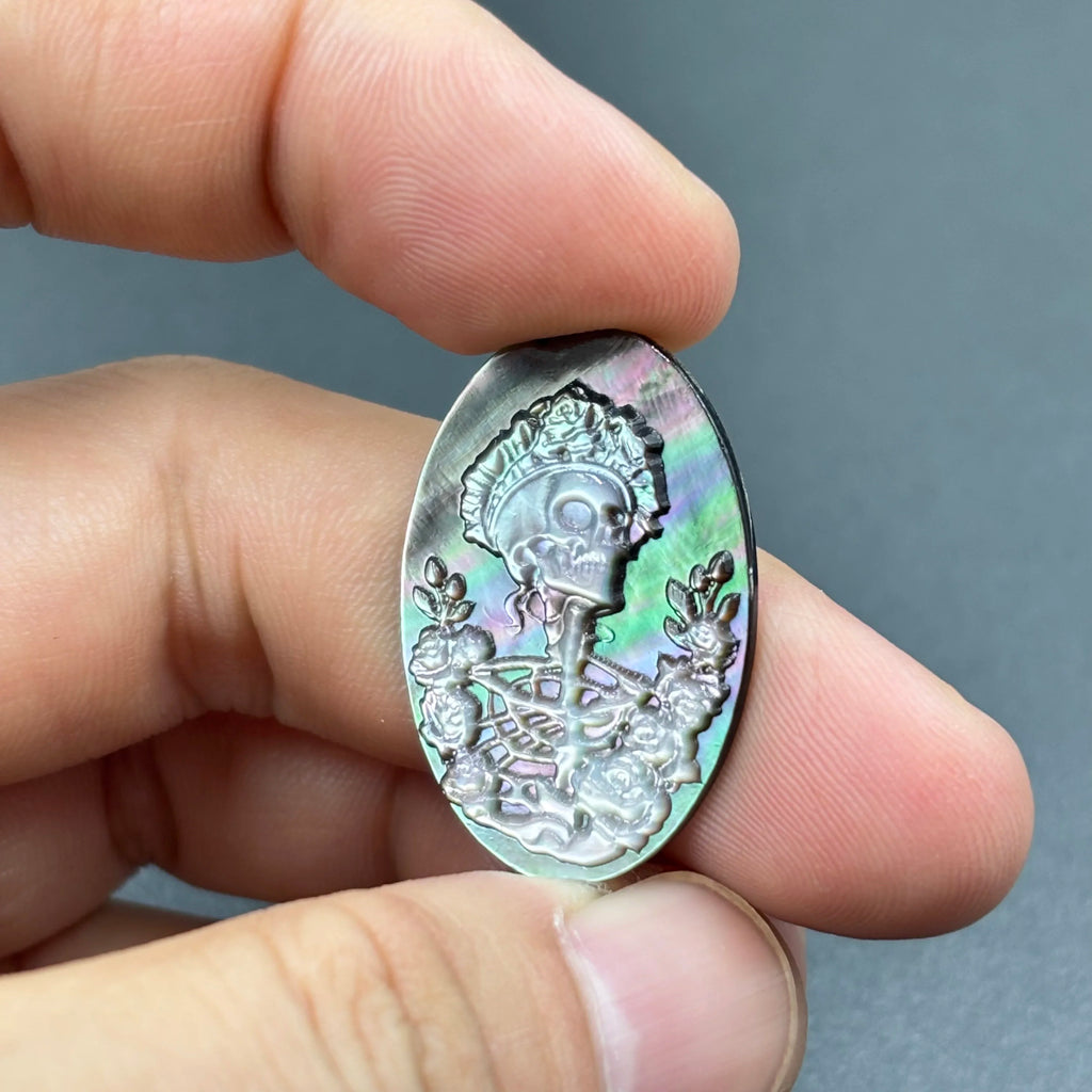 Mother of Pearl Cabochons | Gothic Skull & Roses | Wholesale