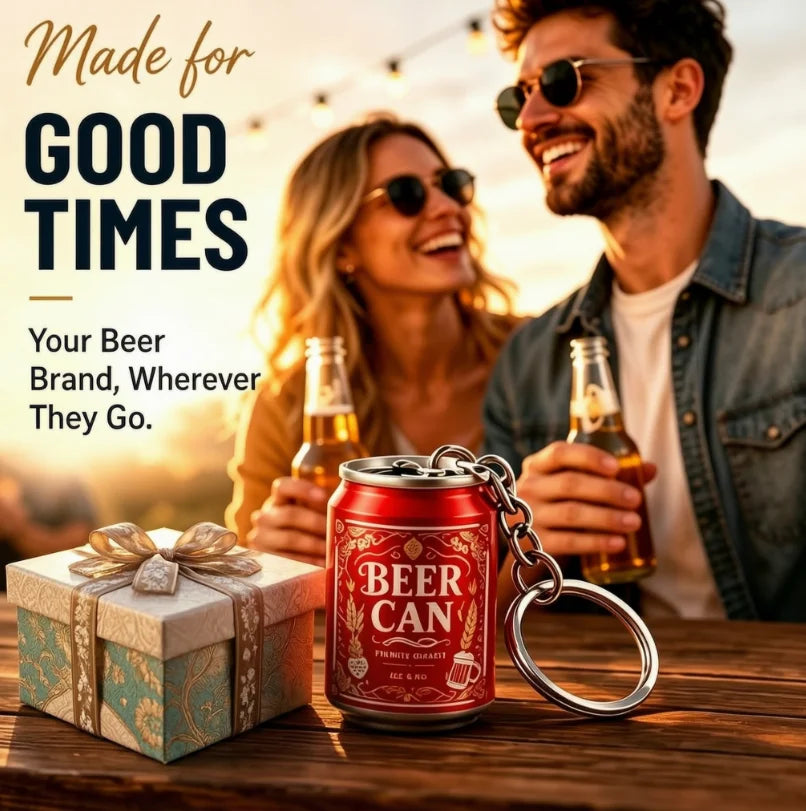 Custom 3D Beer Can Keychain | 100 Pcs MOQ Promotional Keyring