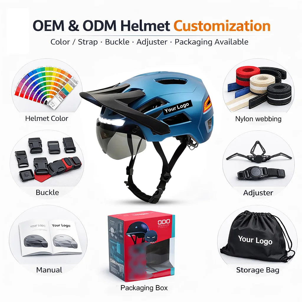 CE Certified Cycling Helmet with Lens | Custom Logo MOQ 300