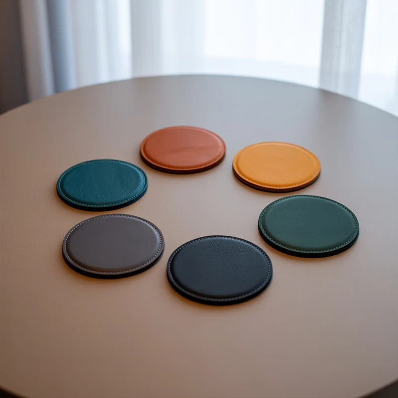 Custom Leather Coasters with Logo | Full Grain | 200 MOQ | Free Logo