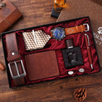 Custom 7-Piece Gift Sets 2 MOQ | Quartz Watch Belt Wallet Tie Perfume