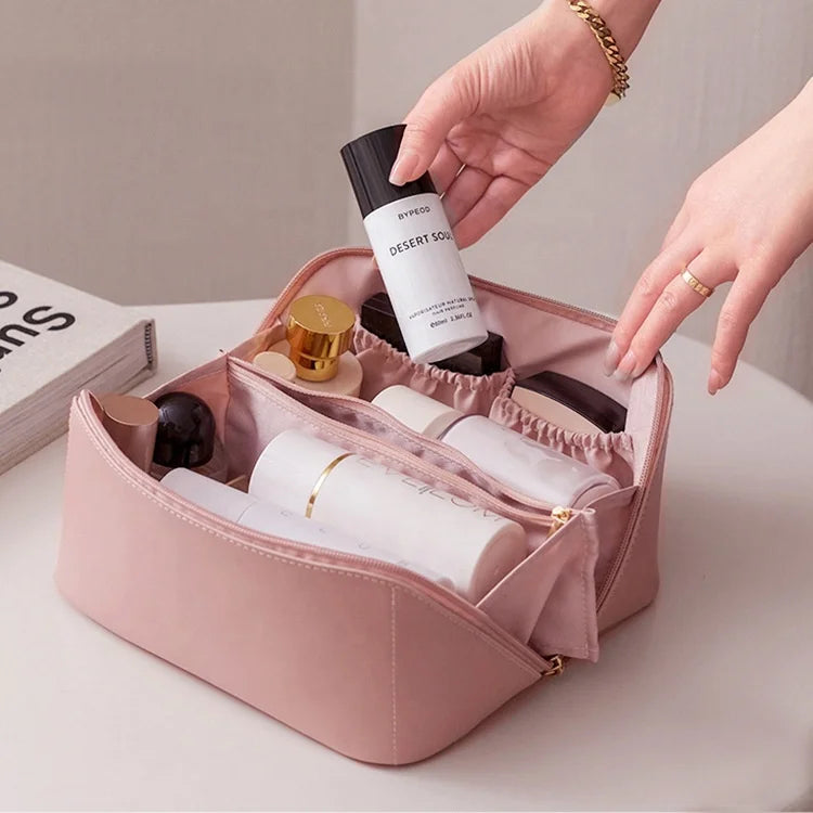 Custom PVC Leather Cosmetic Bag with Logo | Waterproof Zip Lock Organizer Bulk Order