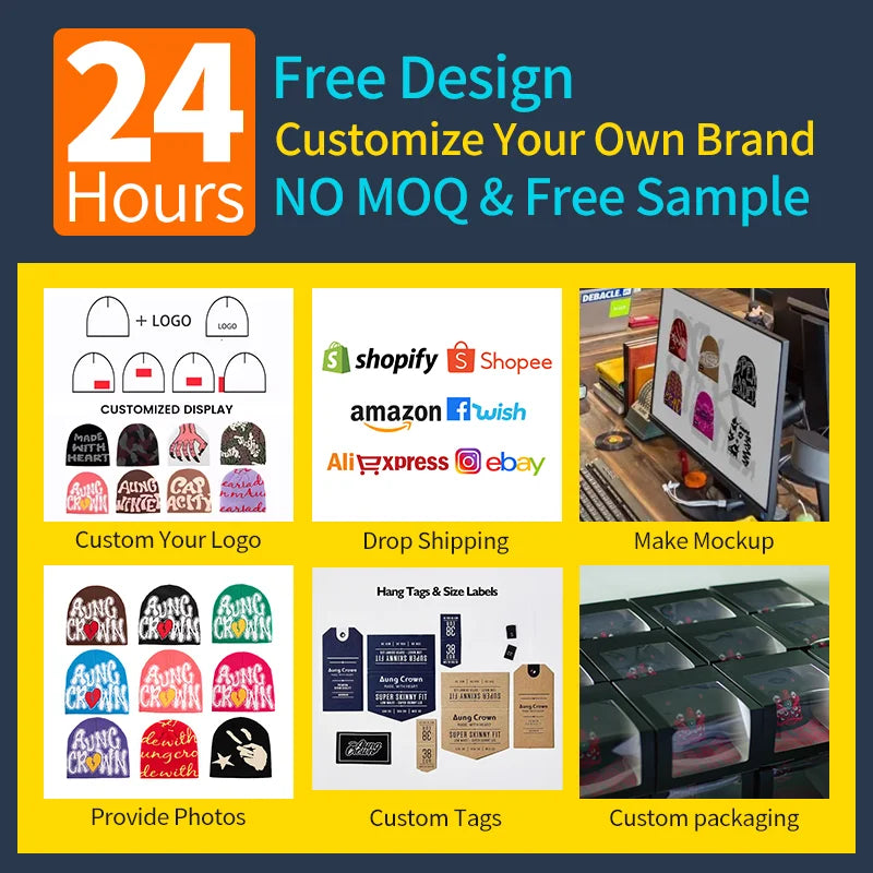 Custom All Over Print Beanies with Logo Wholesale | MOQ 50