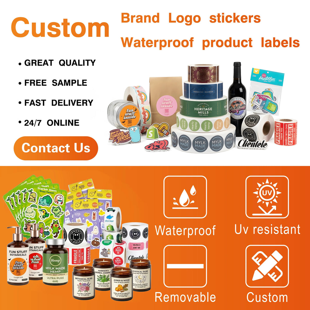 Custom Waterproof Die-Cut Vinyl Stickers with Logo | Bulk Labels