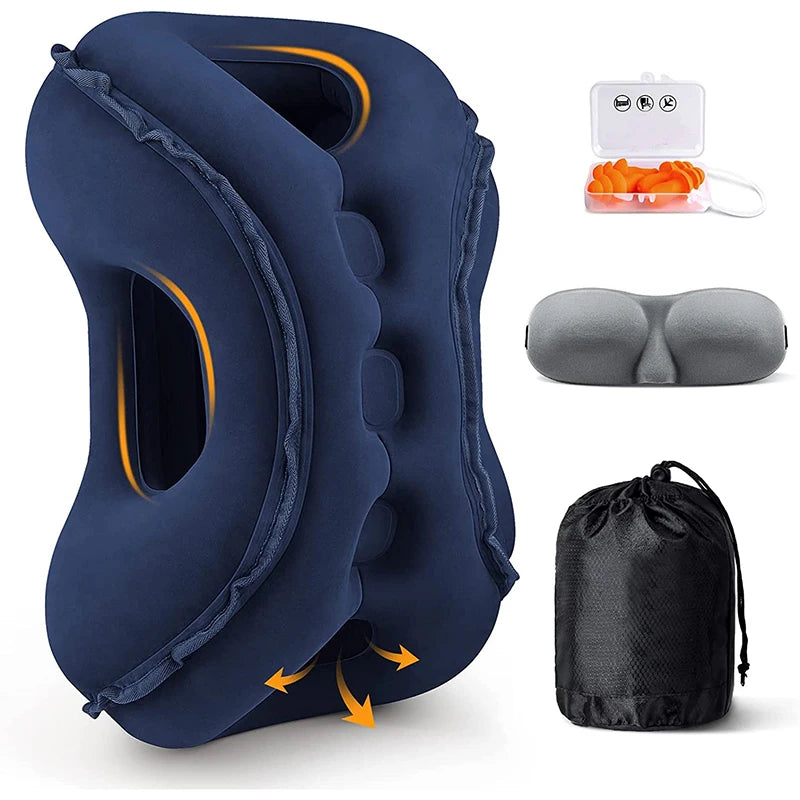 Custom Logo Inflatable Neck Travel Pillow for Airplane Sleeping