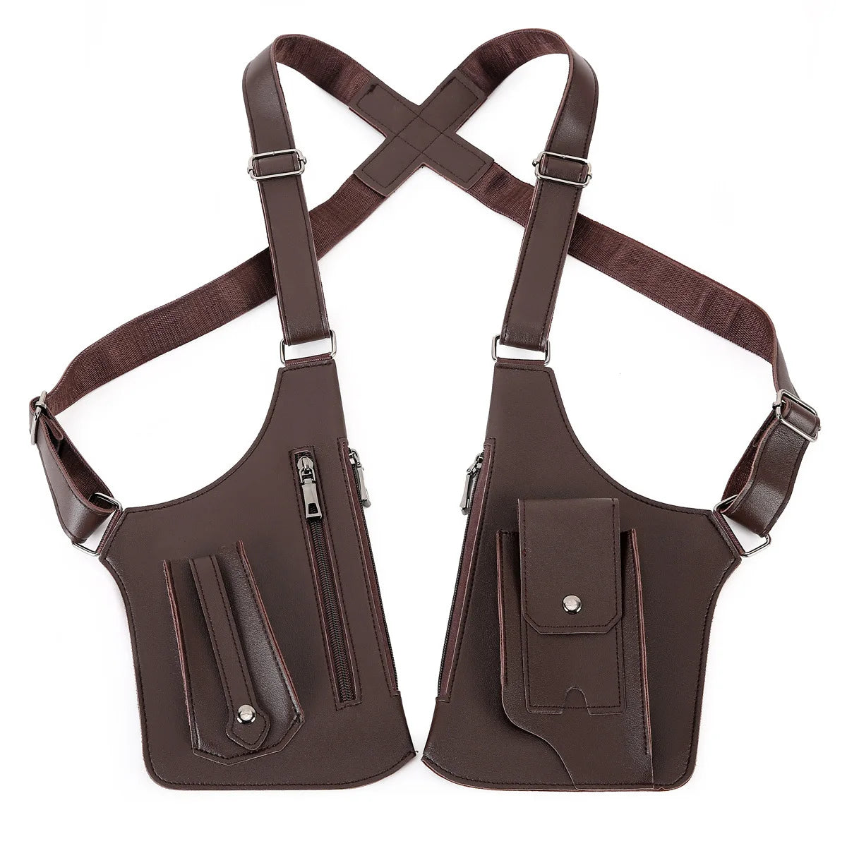 Vintage PU Chest Sling Bag | Embossed Logo Anti-Theft