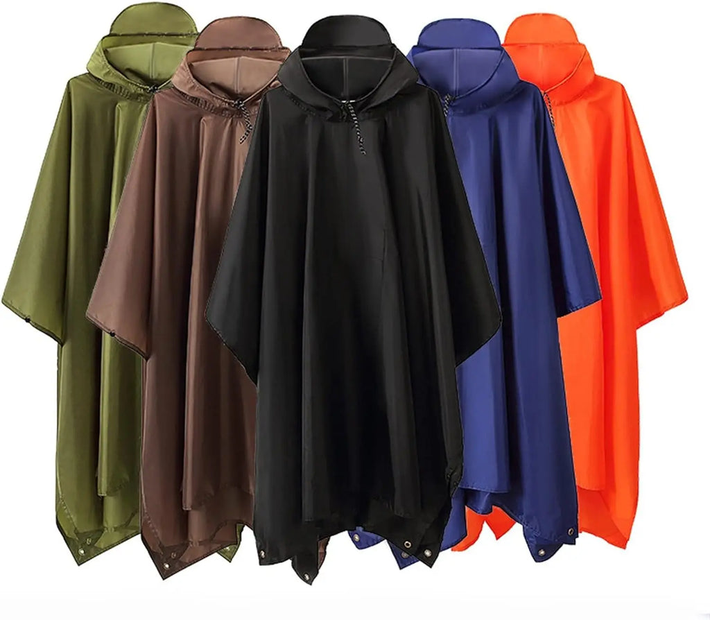 Multifunctional PVC Hooded Rain Poncho Waterproof Raincoat Outdoor Camping Hiking Climbing Recyclable Rain Gear Logo Decoration