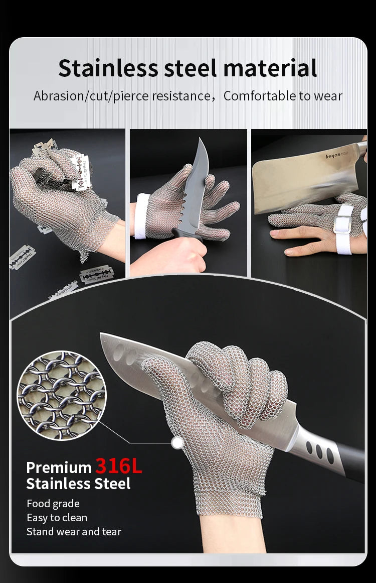 316L Stainless Steel Cut Resistant Gloves | Food Grade | MOQ 1