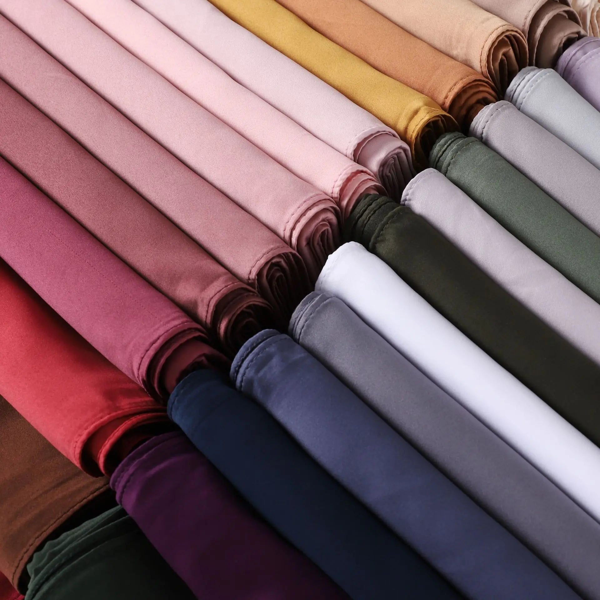 Custom Matte Satin Hijabs Wholesale | 20-Piece MOQ & 14-Day Lead Time | Eid Prayer Scarves
